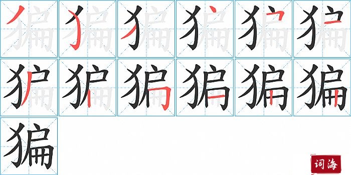 猵字怎么写图解