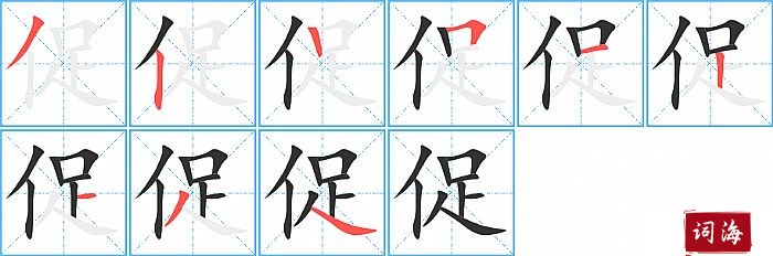 促字怎么写图解