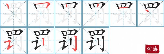 罚字怎么写图解