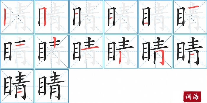 睛字怎么写图解