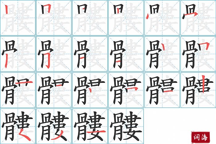 髏字怎么写图解