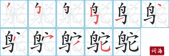 鸵字怎么写图解