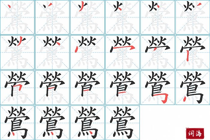 鶯字怎么写图解