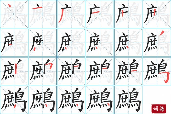 鷓字怎么写图解