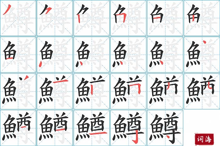 鱒字怎么写图解